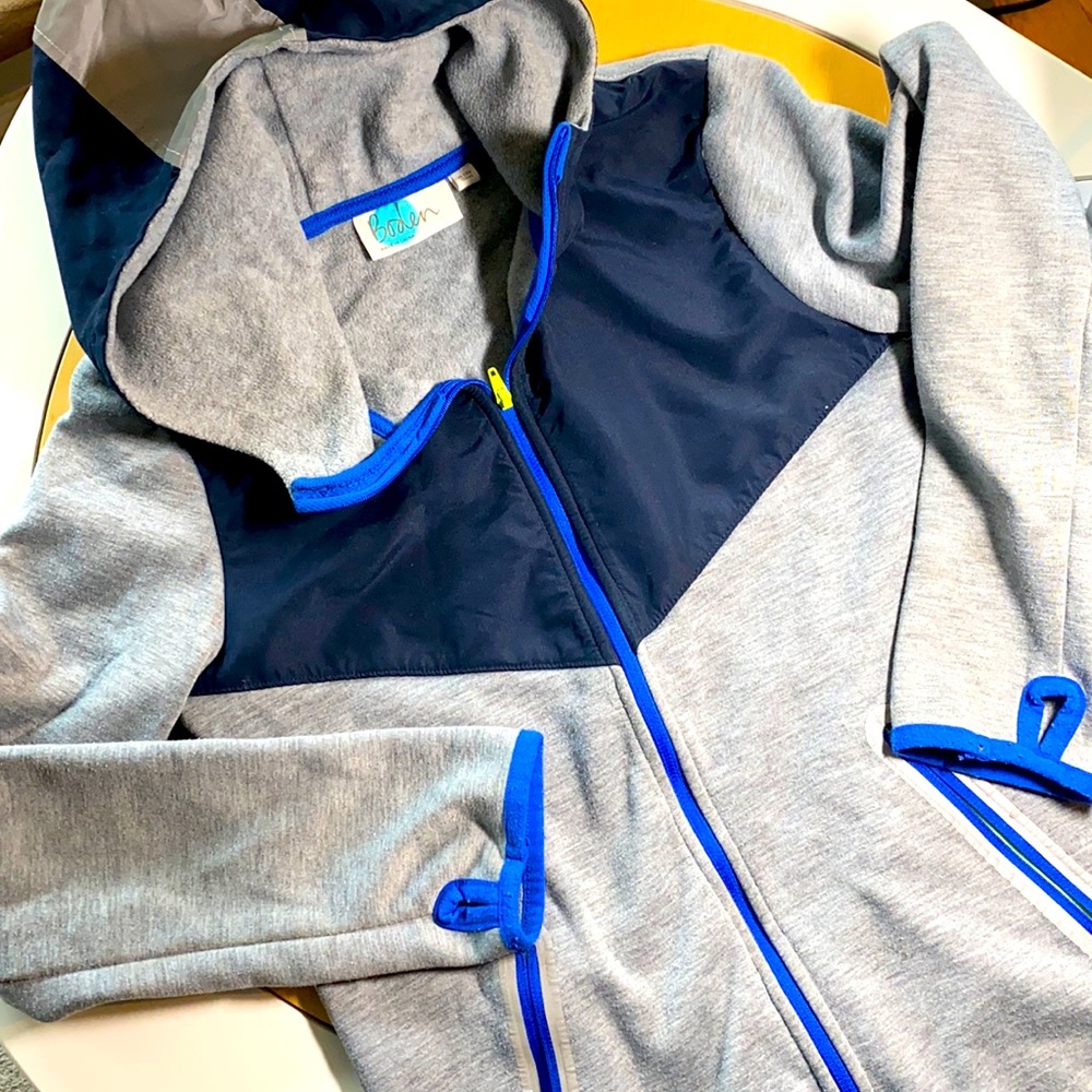 Jonnie Boden fleece lined track zip hoodie . Zip pockets and thumb holes